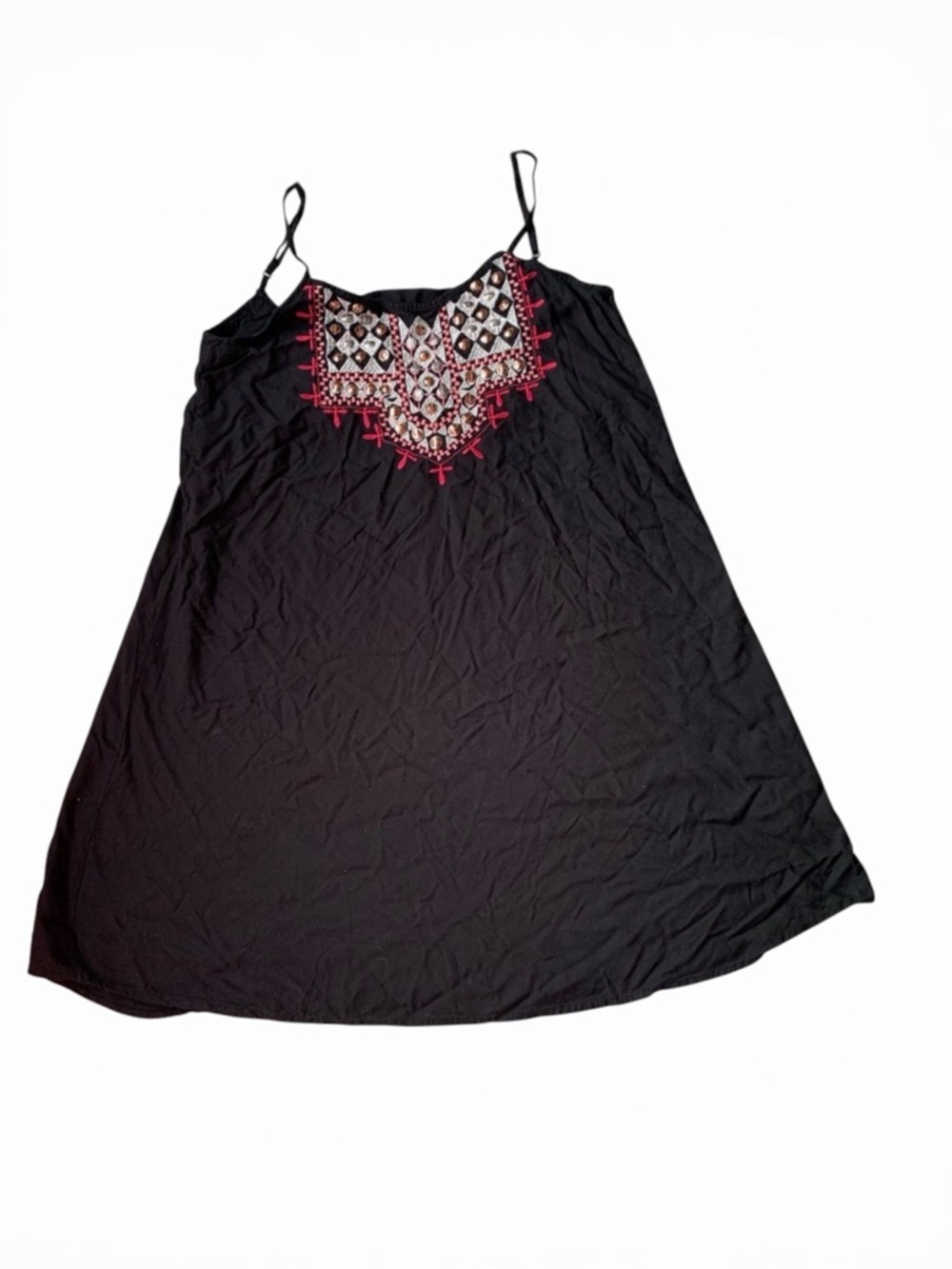 Women’s Zingara Swim coverup. Black with red embroidery and beading.